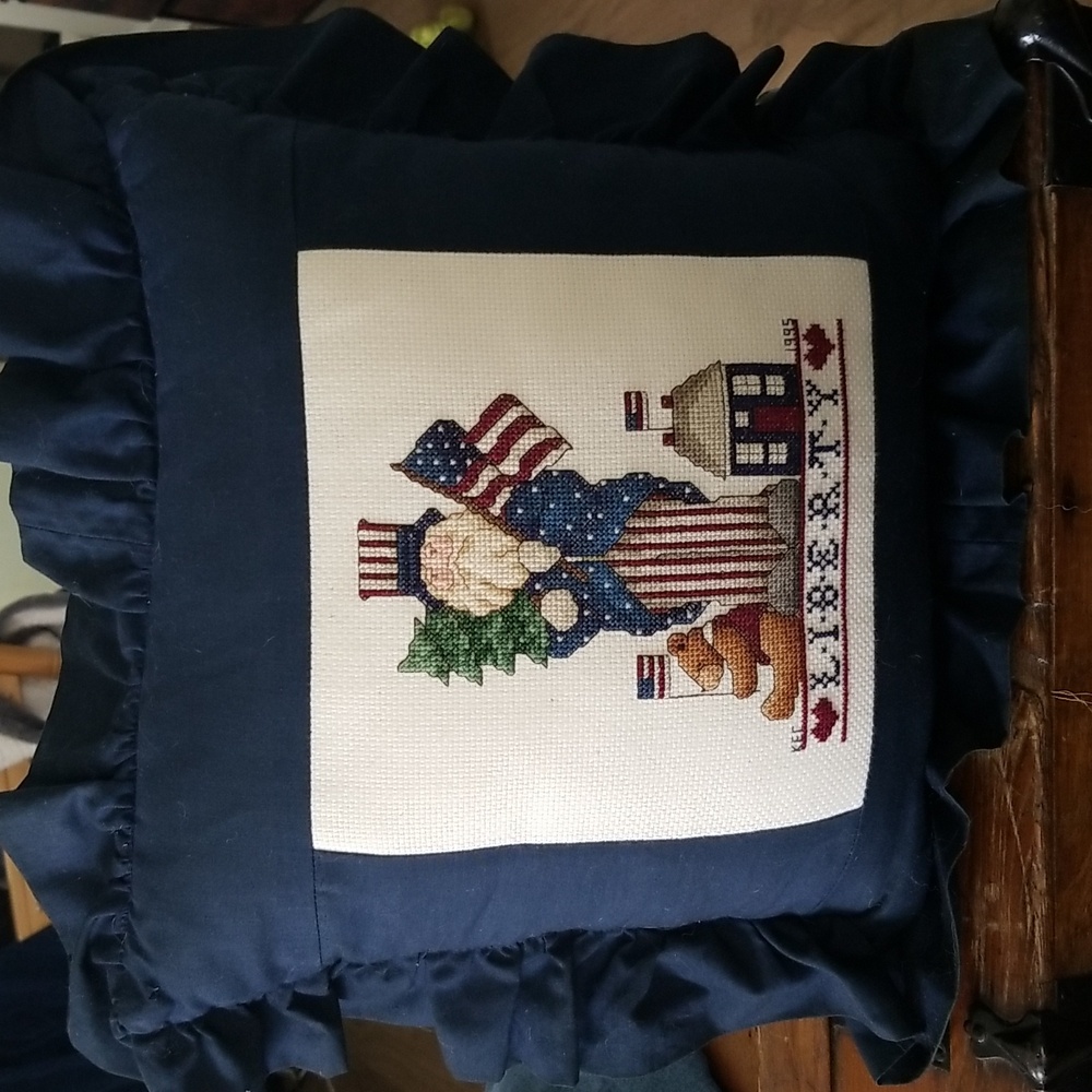 Liberty Accent Pillow Needlepoint Style